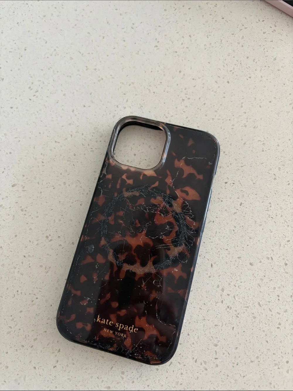 kate spade Tortoise Shell Pattern Glossy Phone Case - Brown & Black
